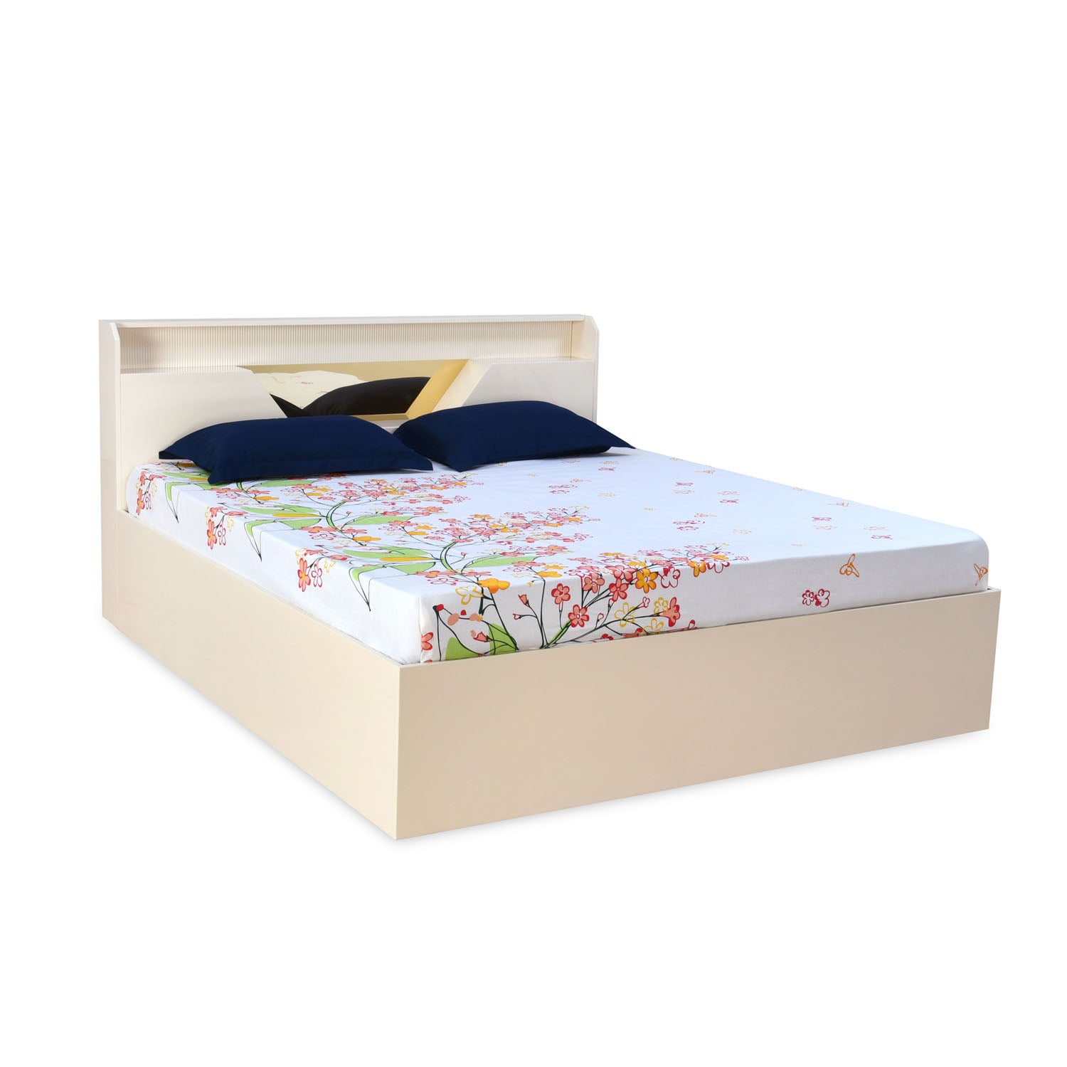 Nilkamal Mirage King Bed with Hydraulic Storage (Ivory)