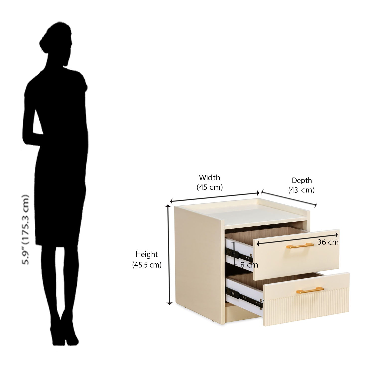 Nilkamal Mirage Nightstand (Ivory)