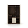 Nilkamal Mozart 3 Door Mirror Wardrobe (Walnut / White) - Front View With Open Drawer