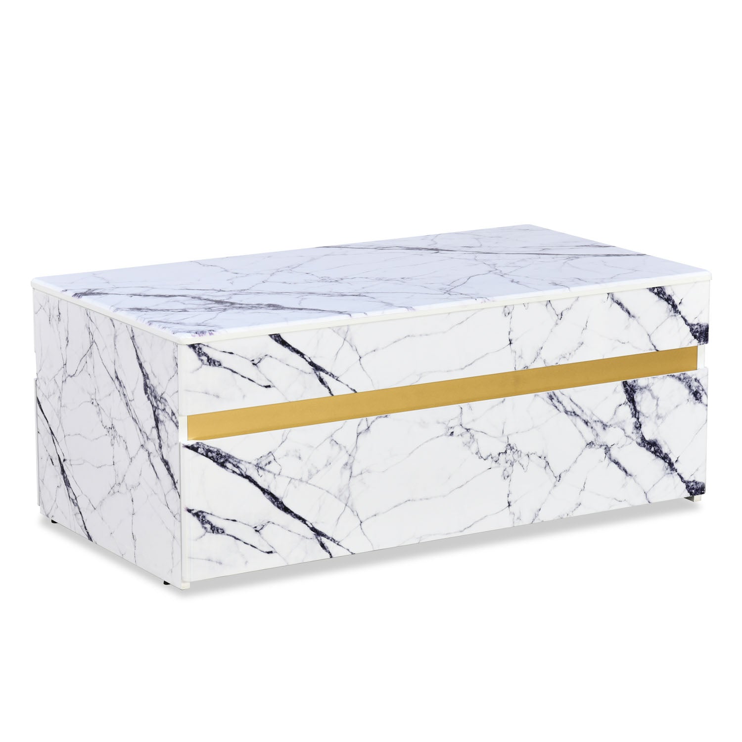 Nilkamal Mondrian Marble Pattern Top Center Table (White)