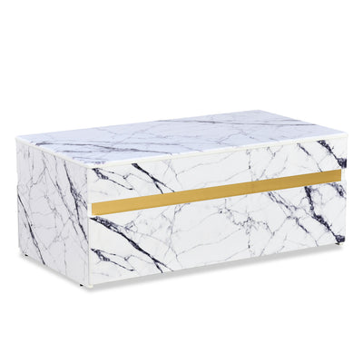 Nilkamal Mondrian Marble Pattern Top Center Table (White)