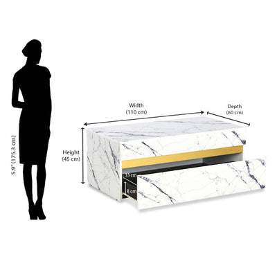 Nilkamal Mondrian Marble Pattern Top Center Table (White)