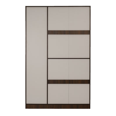 Nilkamal Mozart 3 Door Mirror Wardrobe (Walnut / White)