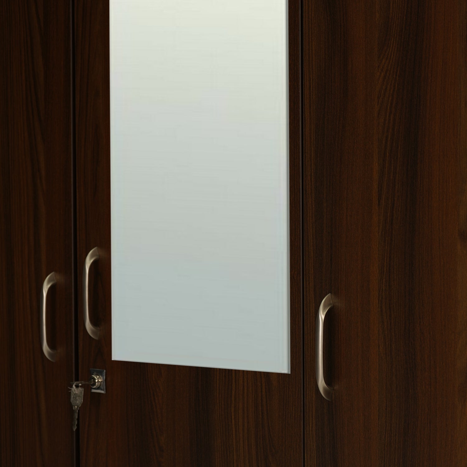 Nilkamal Mozart 3 Door Wardrobe with Mirror (Walnut)