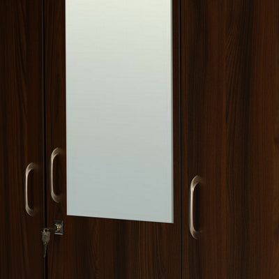 Nilkamal Mozart 3 Door Wardrobe with Mirror (Walnut)
