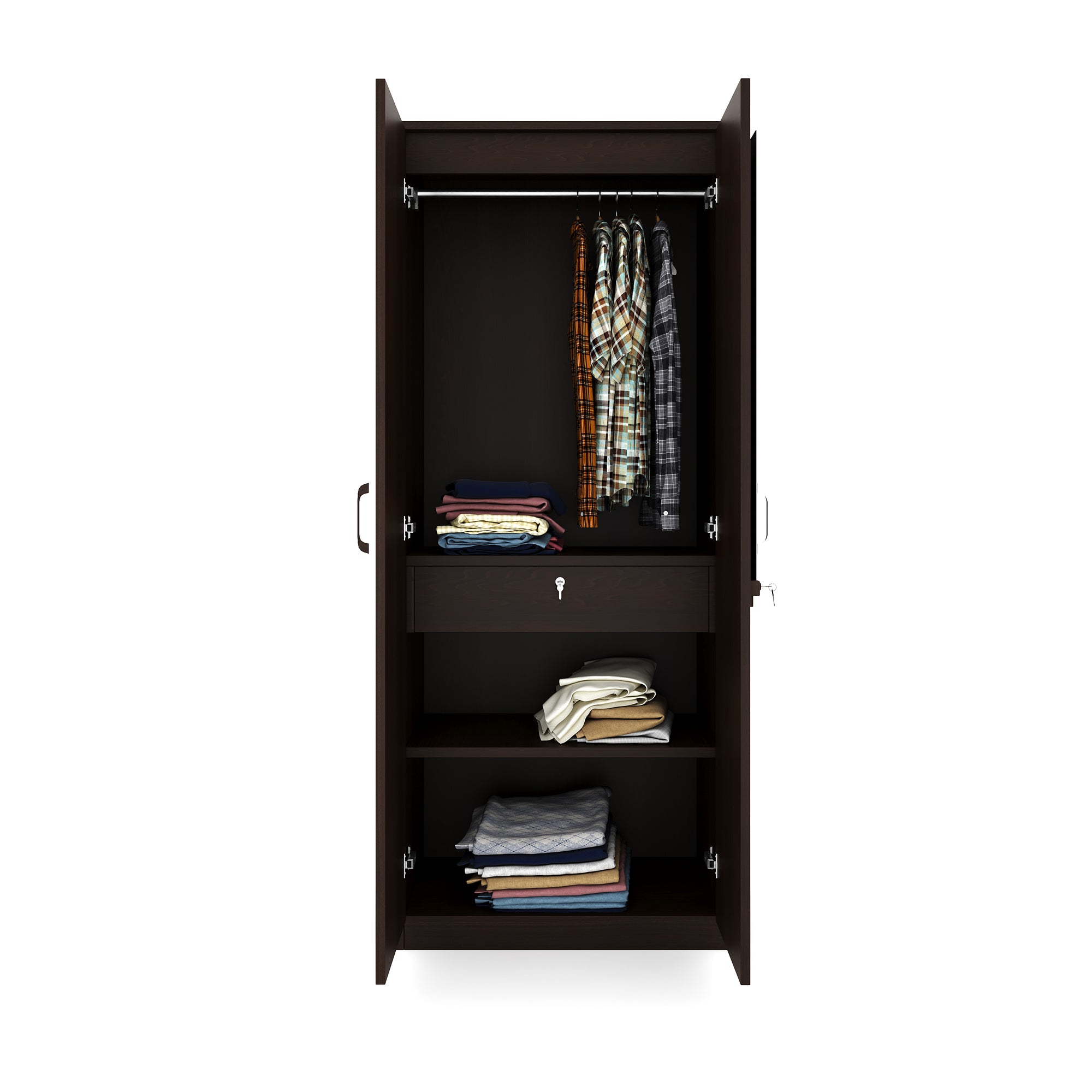 Nilkamal Riva 2 Door Wardrobe with Mirror (New Wenge)