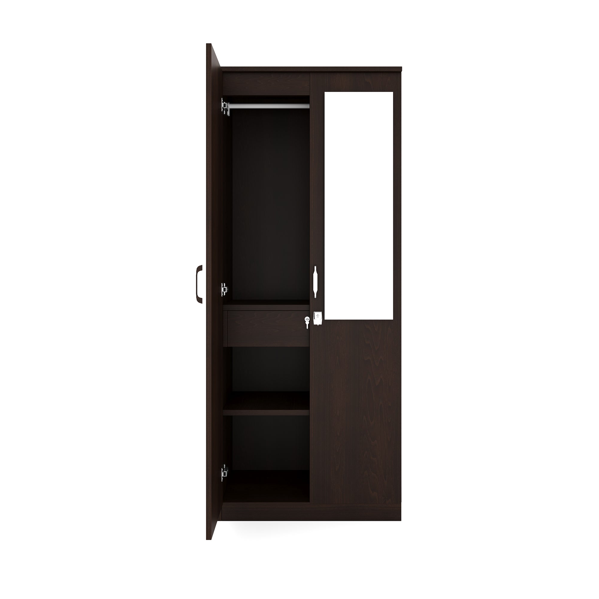 Nilkamal Riva 2 Door Wardrobe with Mirror (New Wenge)