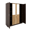 Nilkamal Willy 4 Door Mirror Wardrobe (New Wenge / Sonama Oak) - Slight Side View With Open Door