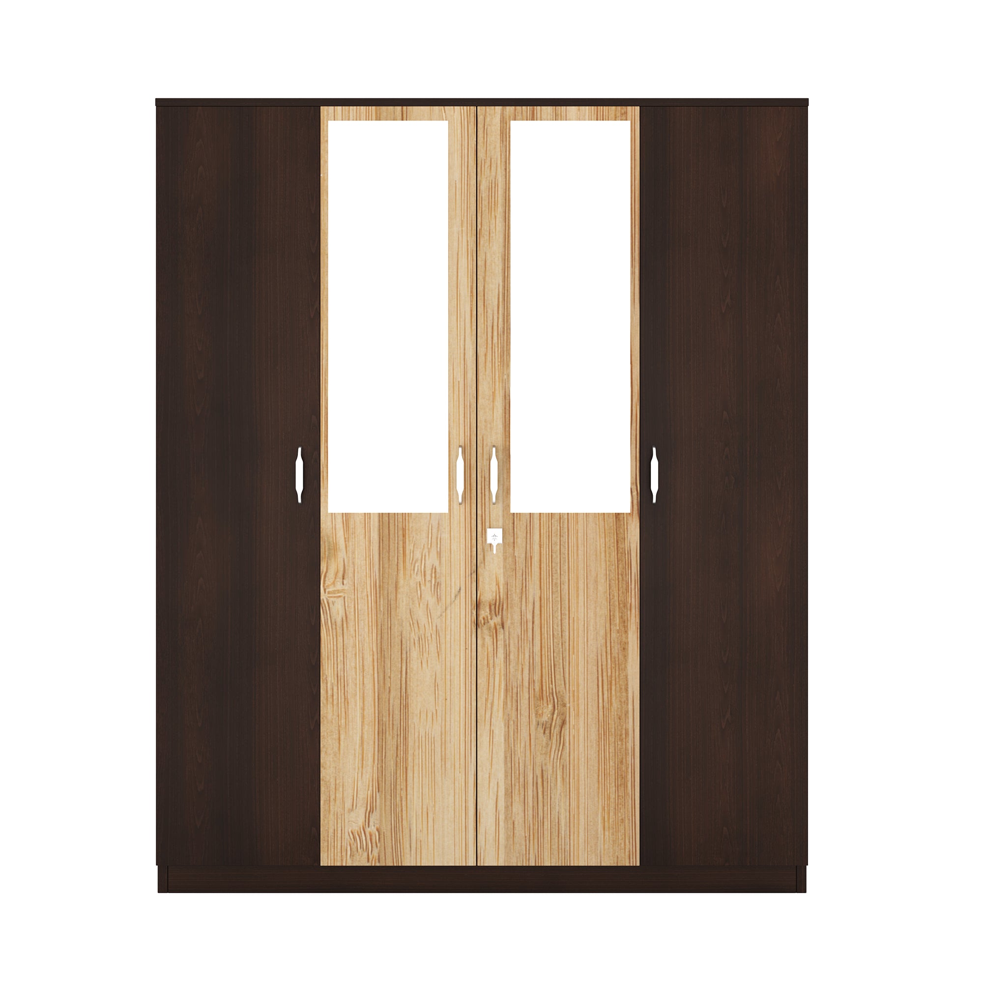 Nilkamal Willy 4 Door Mirror Wardrobe (New Wenge / Sonama Oak)