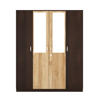 Nilkamal Willy 4 Door Mirror Wardrobe (New Wenge / Sonama Oak)