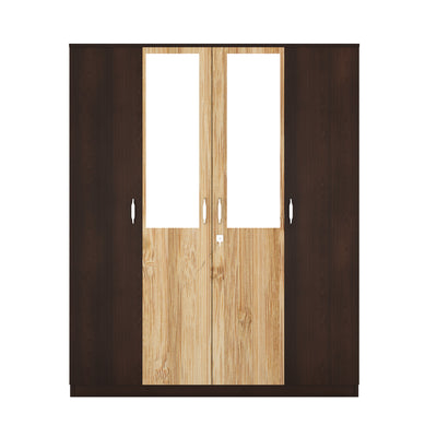 Nilkamal Willy 4 Door Mirror Wardrobe (New Wenge / Sonama Oak)
