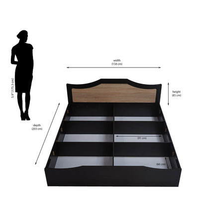 Nilkamal Willy Queen Bed With Storage (Wenge & Sonama Oak)