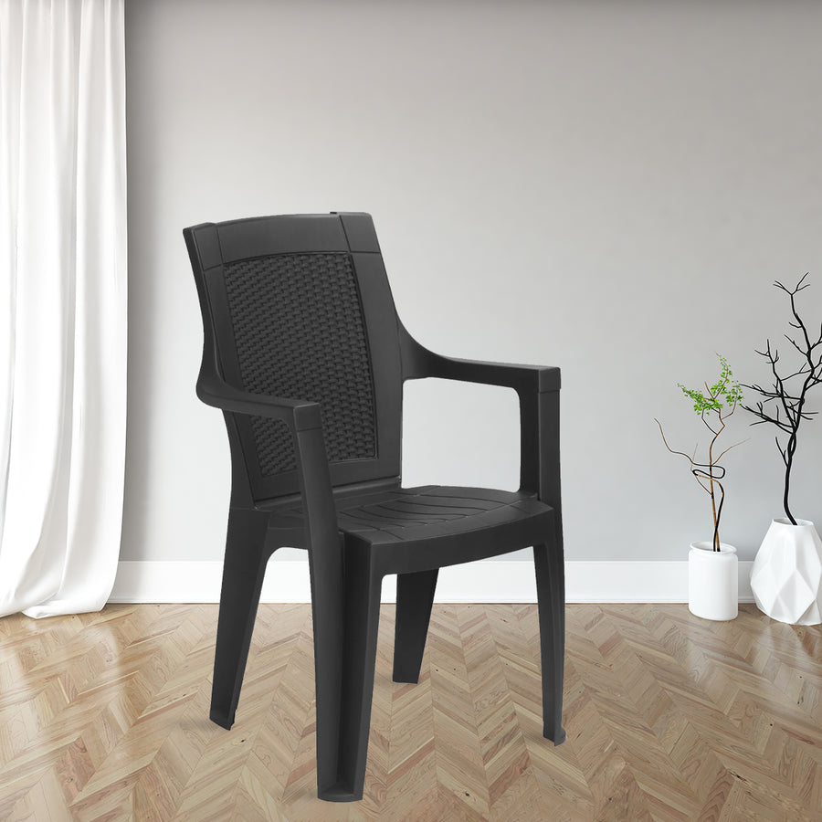Nilkamal Mystique Plastic Arm Chair (Iron Black)