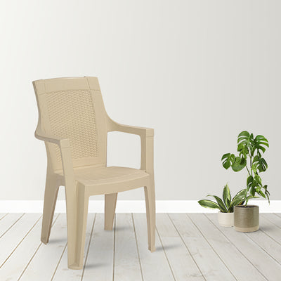 Nilkamal Mystique Plastic Arm Chair (Marble Cream)