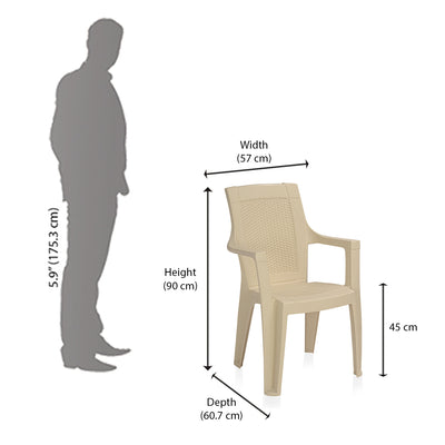 Nilkamal Mystique Plastic Arm Chair (Marble Cream)