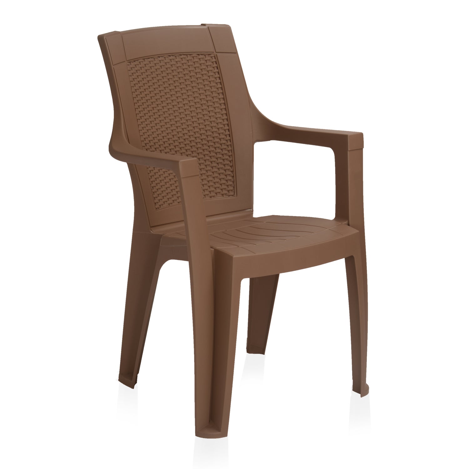 Nilkamal Mystique Plastic Arm Chair (Rattan Dark Beige)