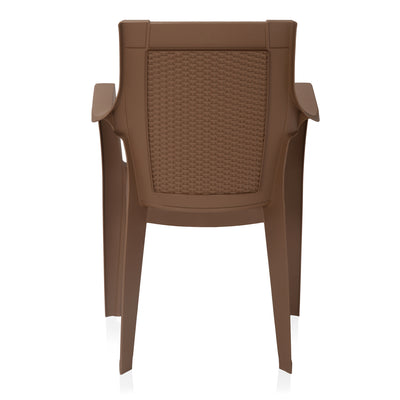 Nilkamal Mystique Plastic Arm Chair (Rattan Dark Beige)