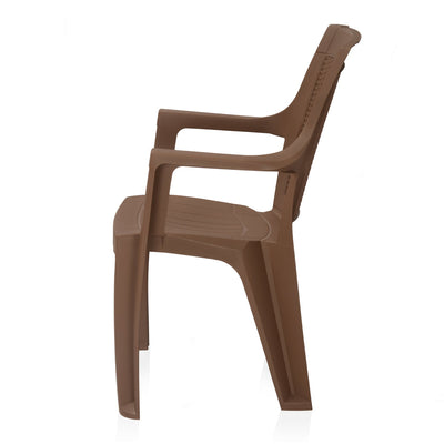 Nilkamal Mystique Plastic Arm Chair (Rattan Dark Beige)