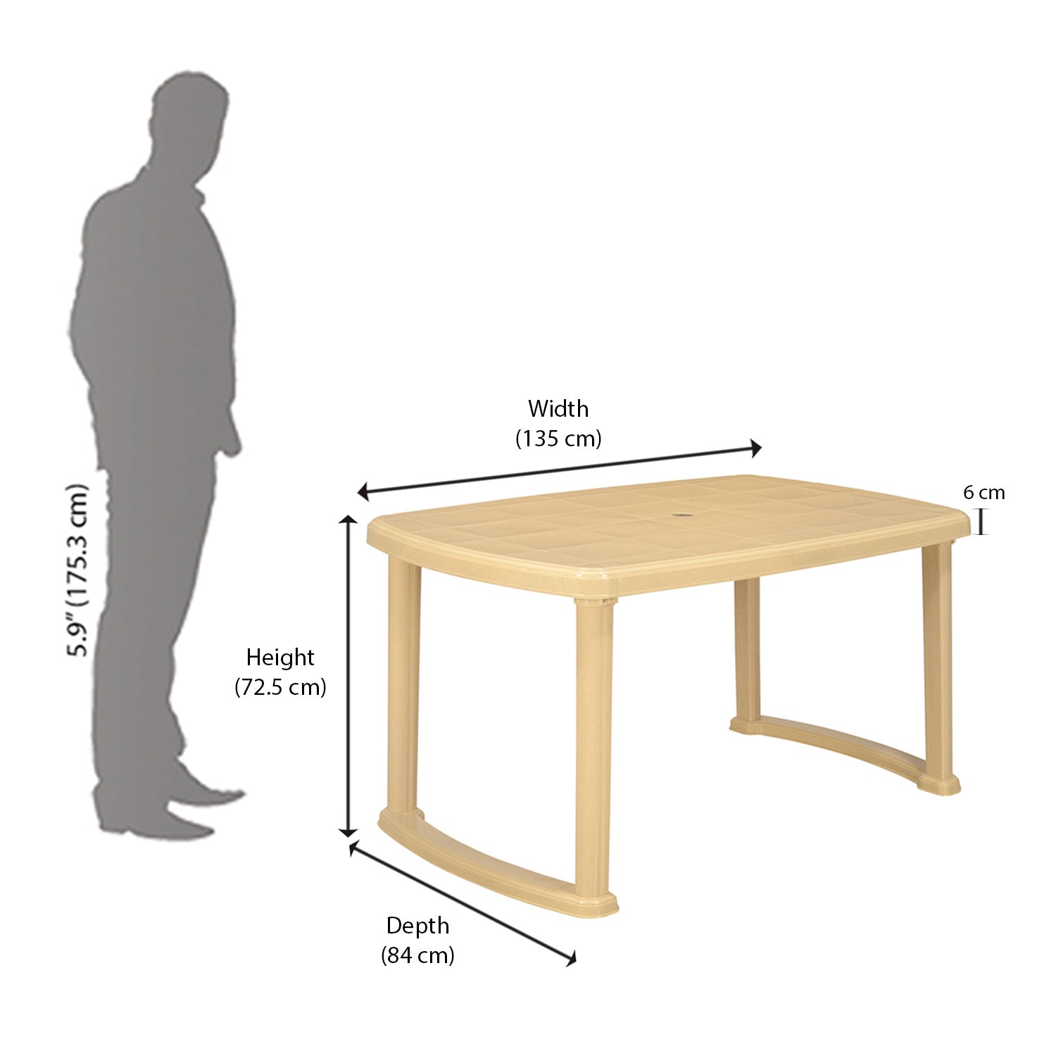 Nilkamal Mega Dinning Table (Marble Beige)