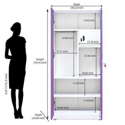 Nilkamal Mercury 2 Door Steel Wardrobe (Voilet / White)