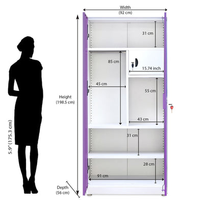 Nilkamal Mercury 2 Door Steel Wardrobe (Voilet / White)
