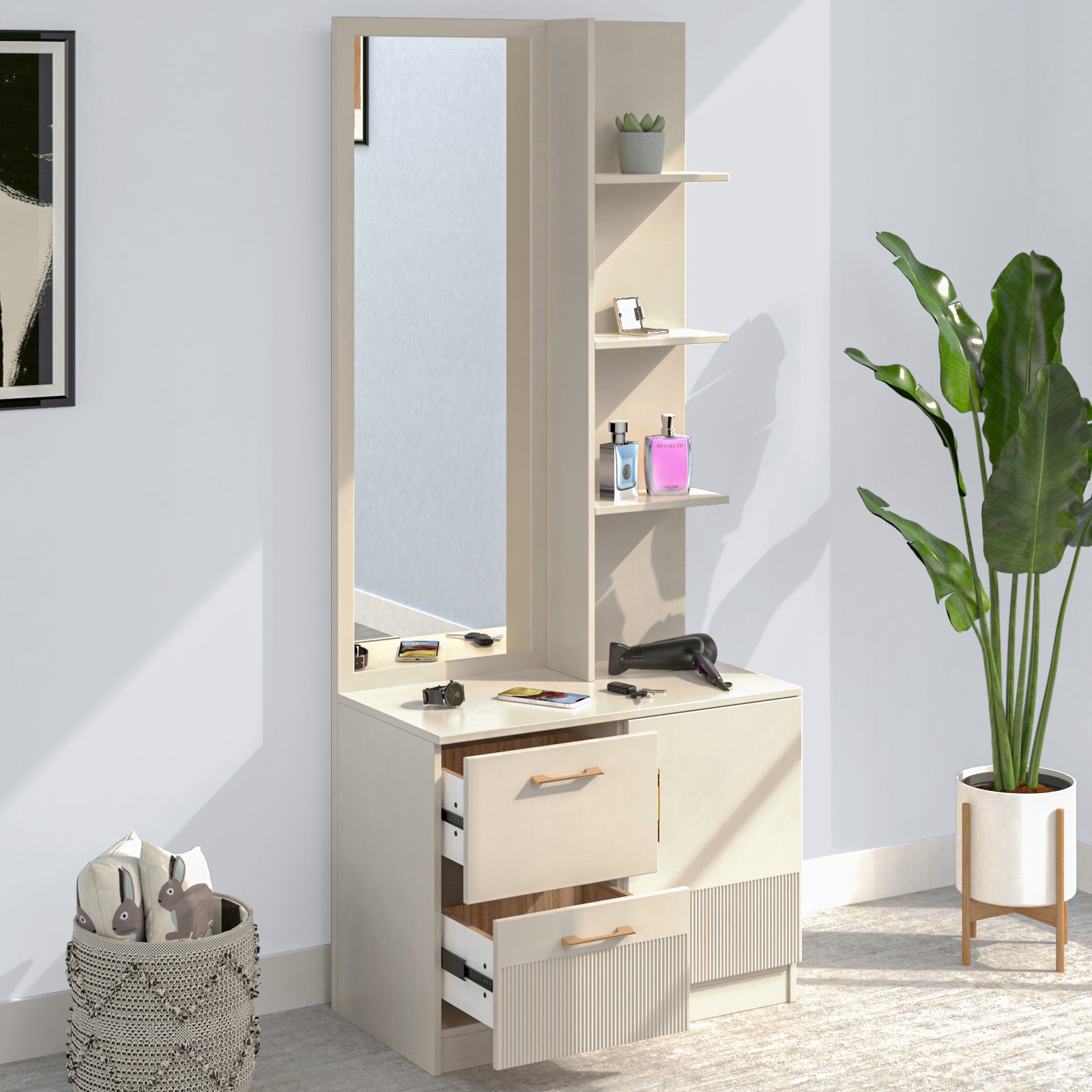 Nilkamal Mirage Engineered Wood Dresser Table (Ivory)