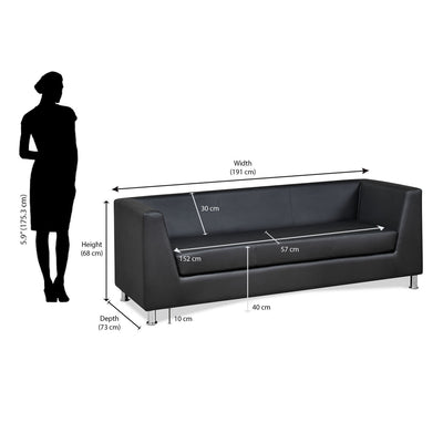 Nilkamal Russo 3 Seater Sofa (Black)