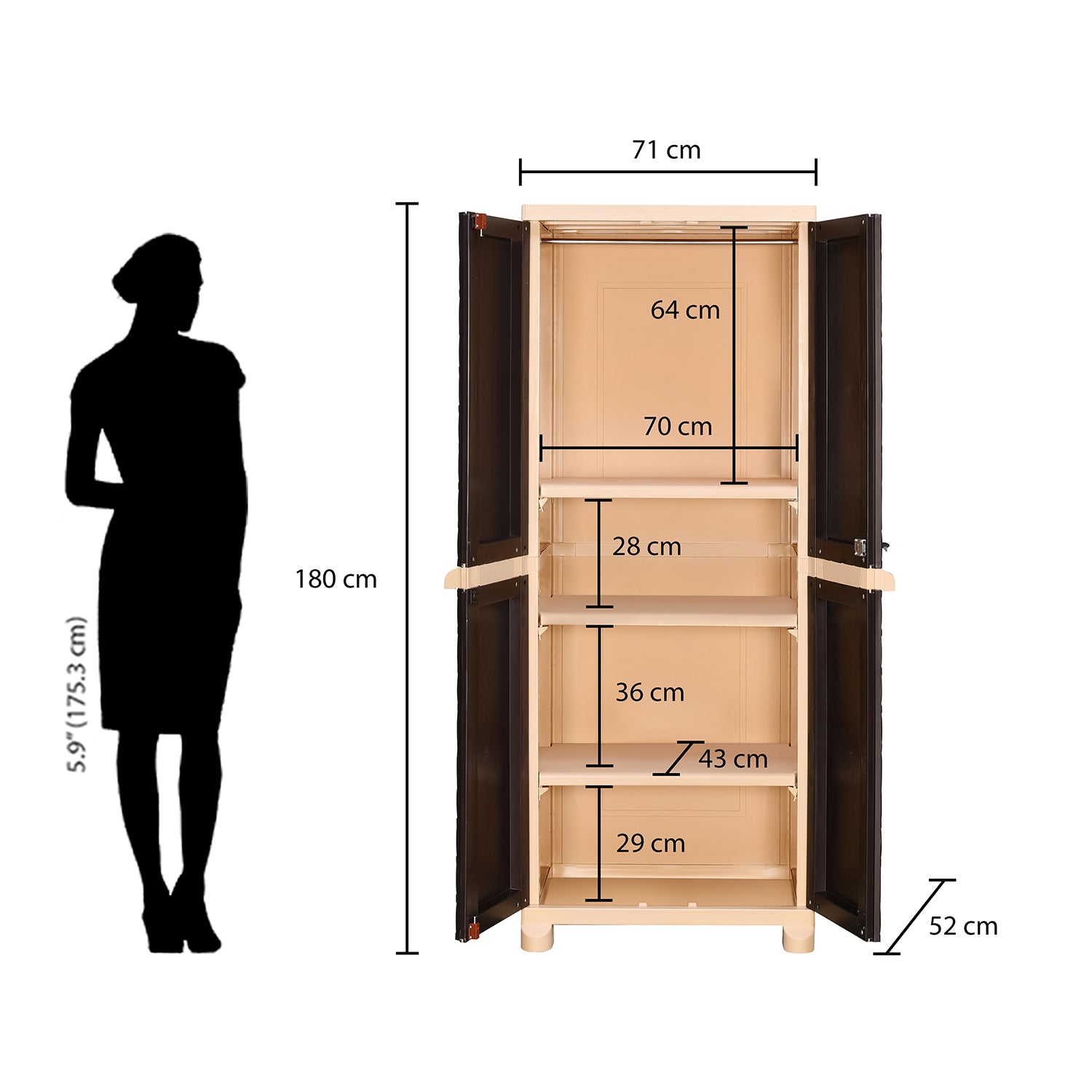Nilkamal Freedom Big 6 (FB6) Plastic Storage Cabinet (Weather Brown /  Biscuit)