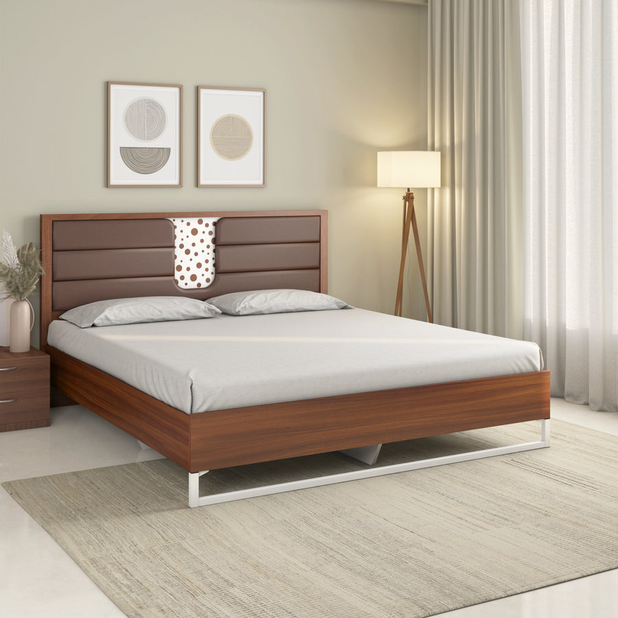 Nilkamal Noir Meta Bed  (Walnut)