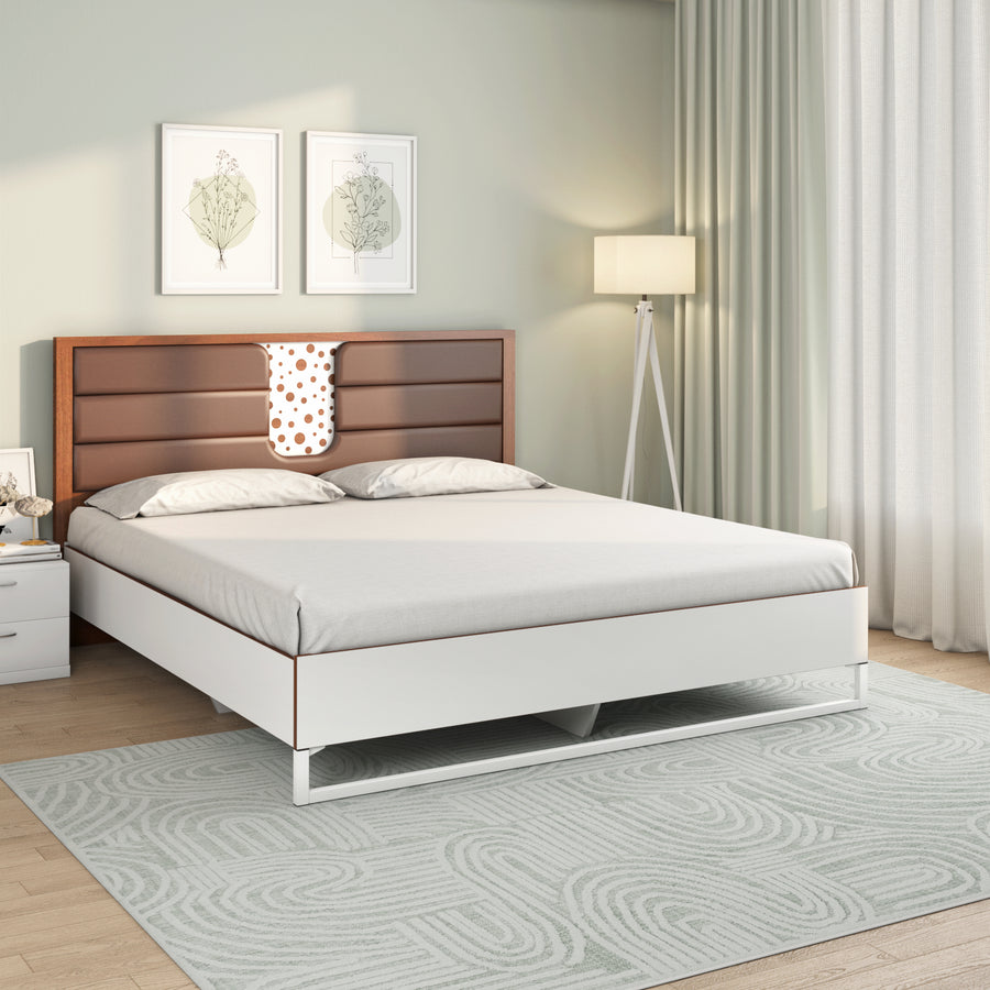 Nilkamal Noir Meta Bed  (White)