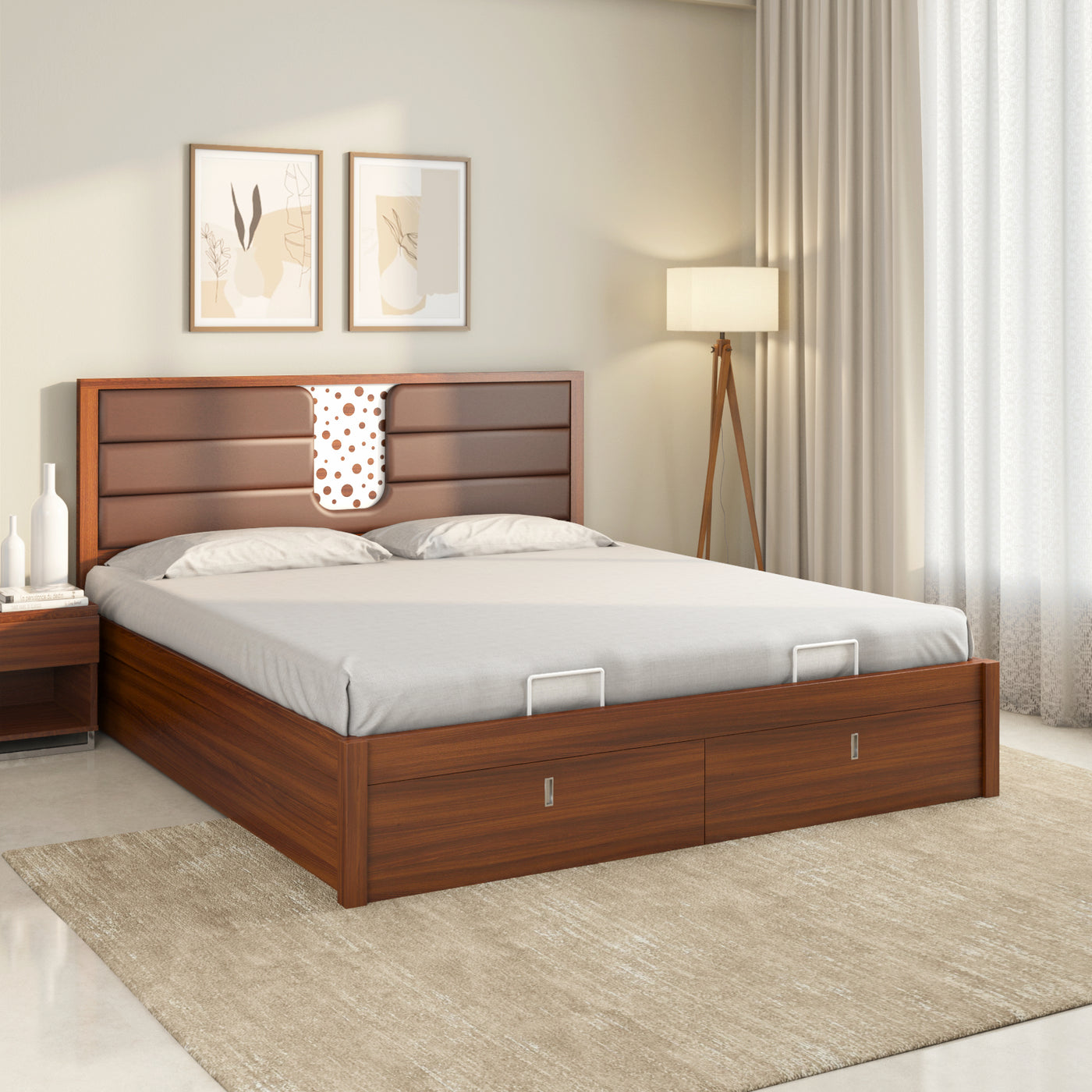 Nilkamal Noir Premier Bed With Full Hydraulic Storage (Walnut)