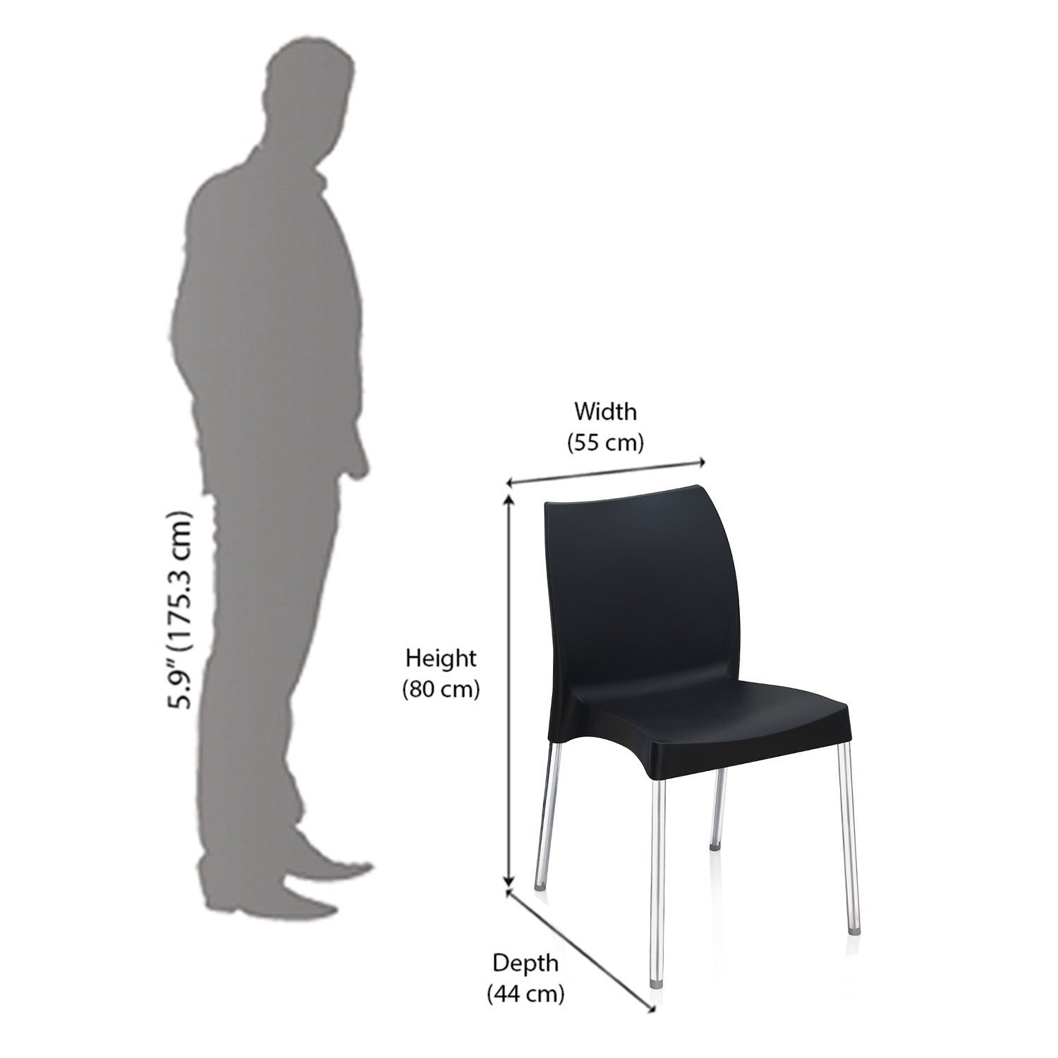 Nilkamal Novella 07 Plastic Armless Chair (Iron Black)