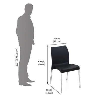 Nilkamal Novella 07 Plastic Armless Chair (Iron Black)