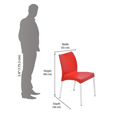 Nilkamal Novella 07 Plastic Armless Chair (Bright Red)