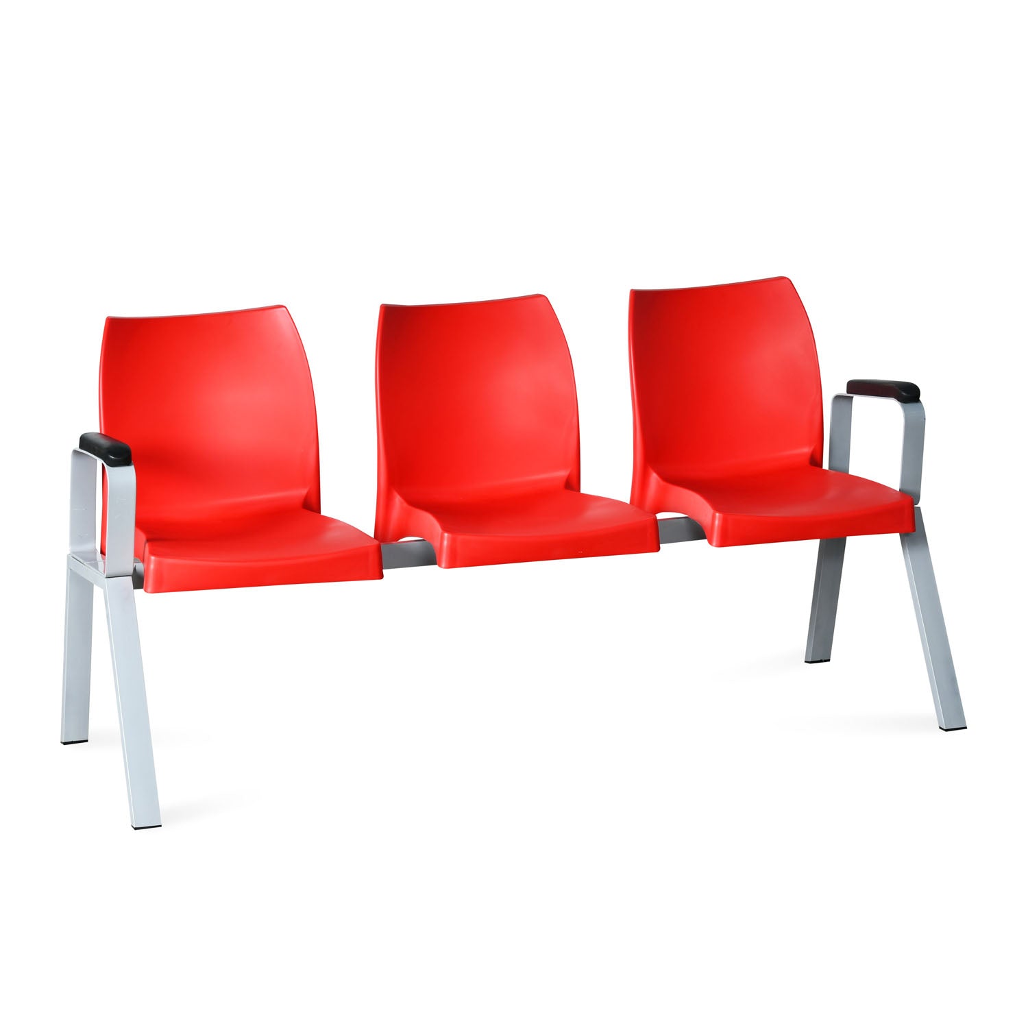 Nilkamal NS07 3 Seats with Arm Powdercoated (Grey / Bright Red)