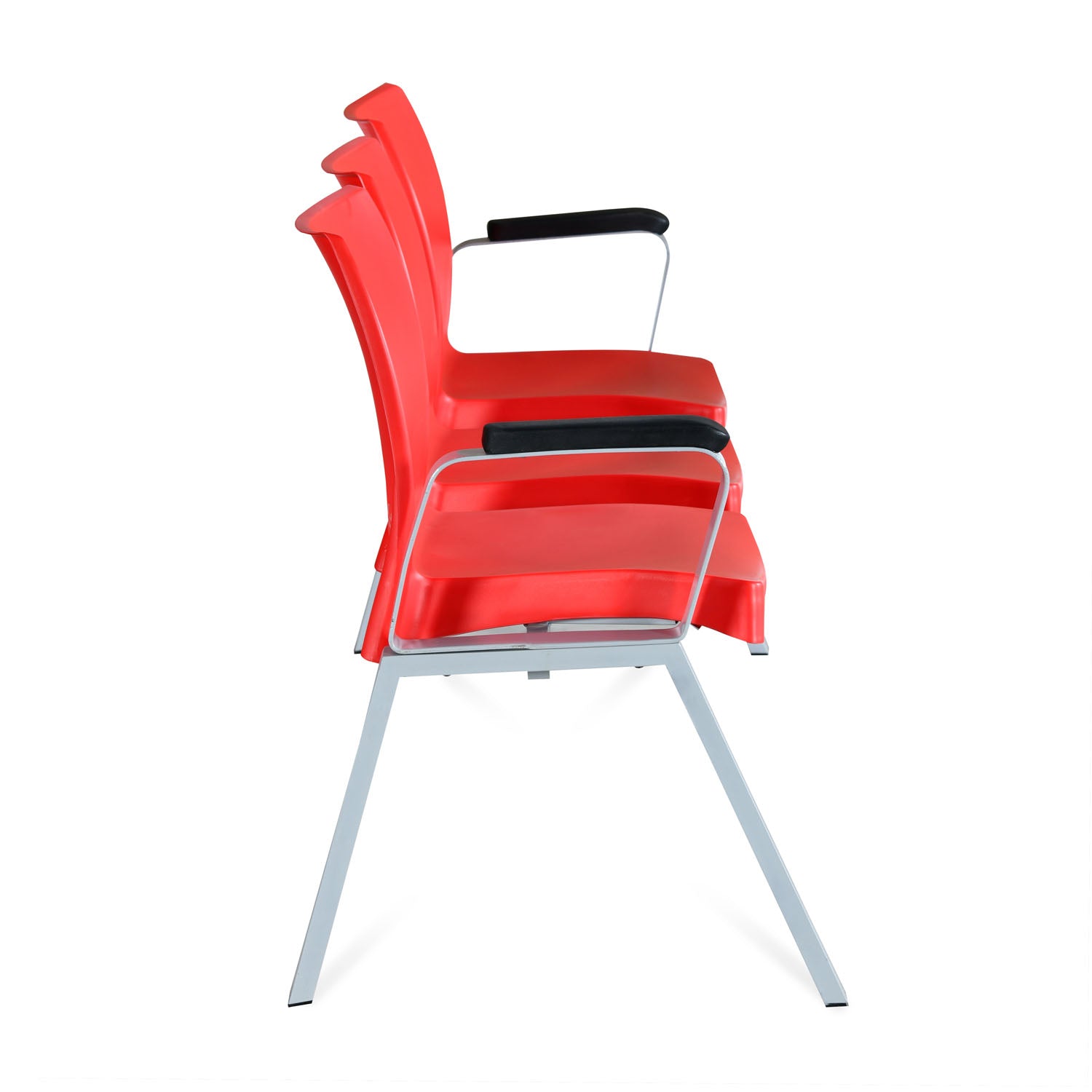 Nilkamal NS07 3 Seats with Arm Powdercoated (Grey / Bright Red)