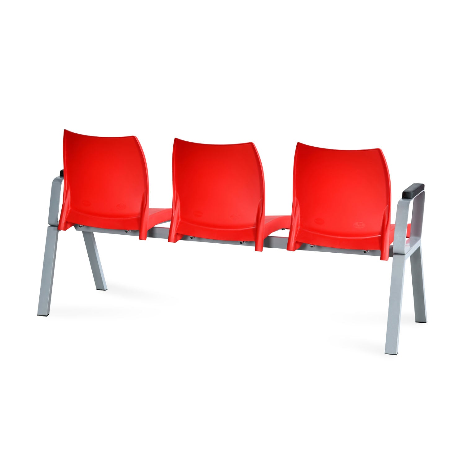 Nilkamal NS07 3 Seats with Arm Powdercoated (Grey / Bright Red)