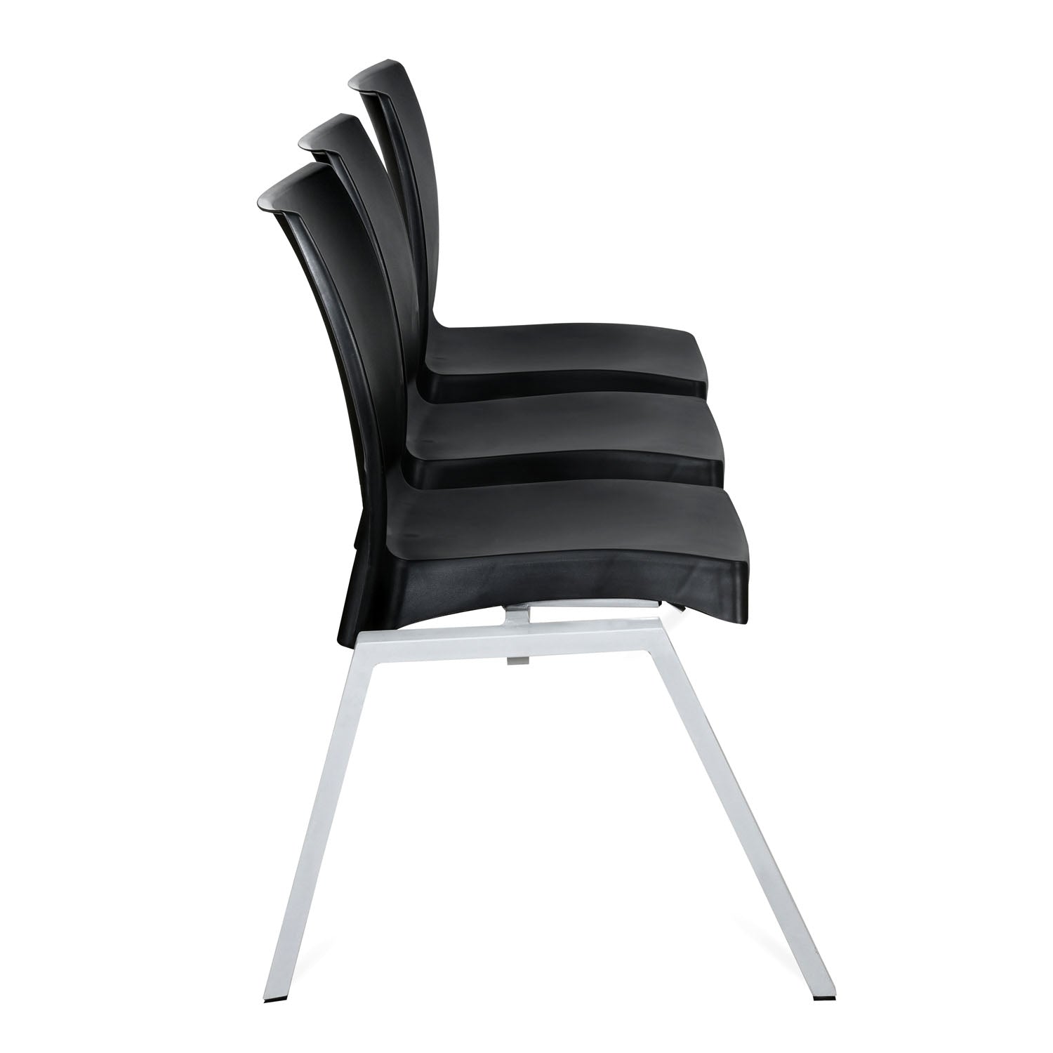 Nilkamal NS07 3 Seats without Arm Powder Coated (Grey / Black)