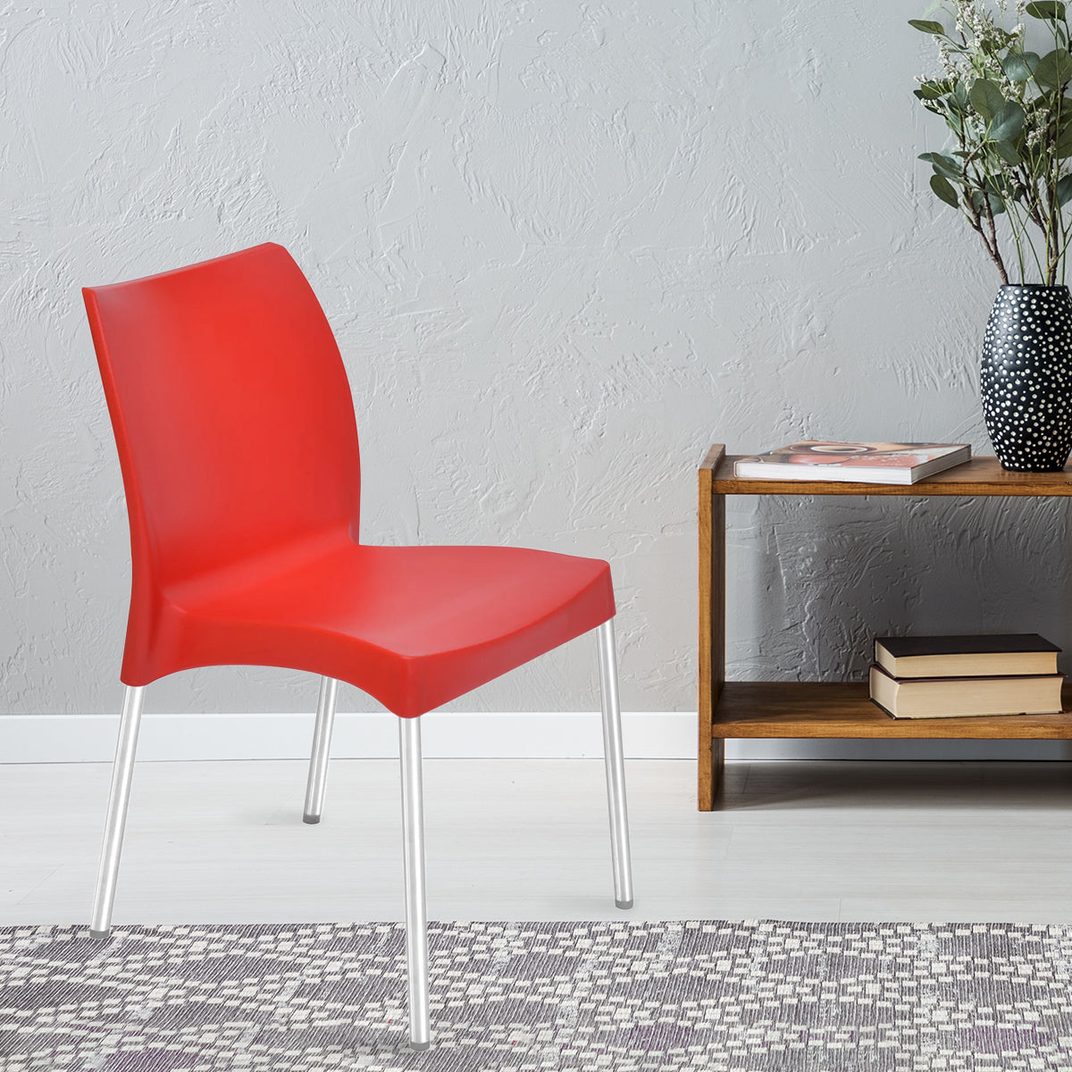 Nilkamal Novella 07 Plastic Armless Chair (Bright Red) - Nilkamal 