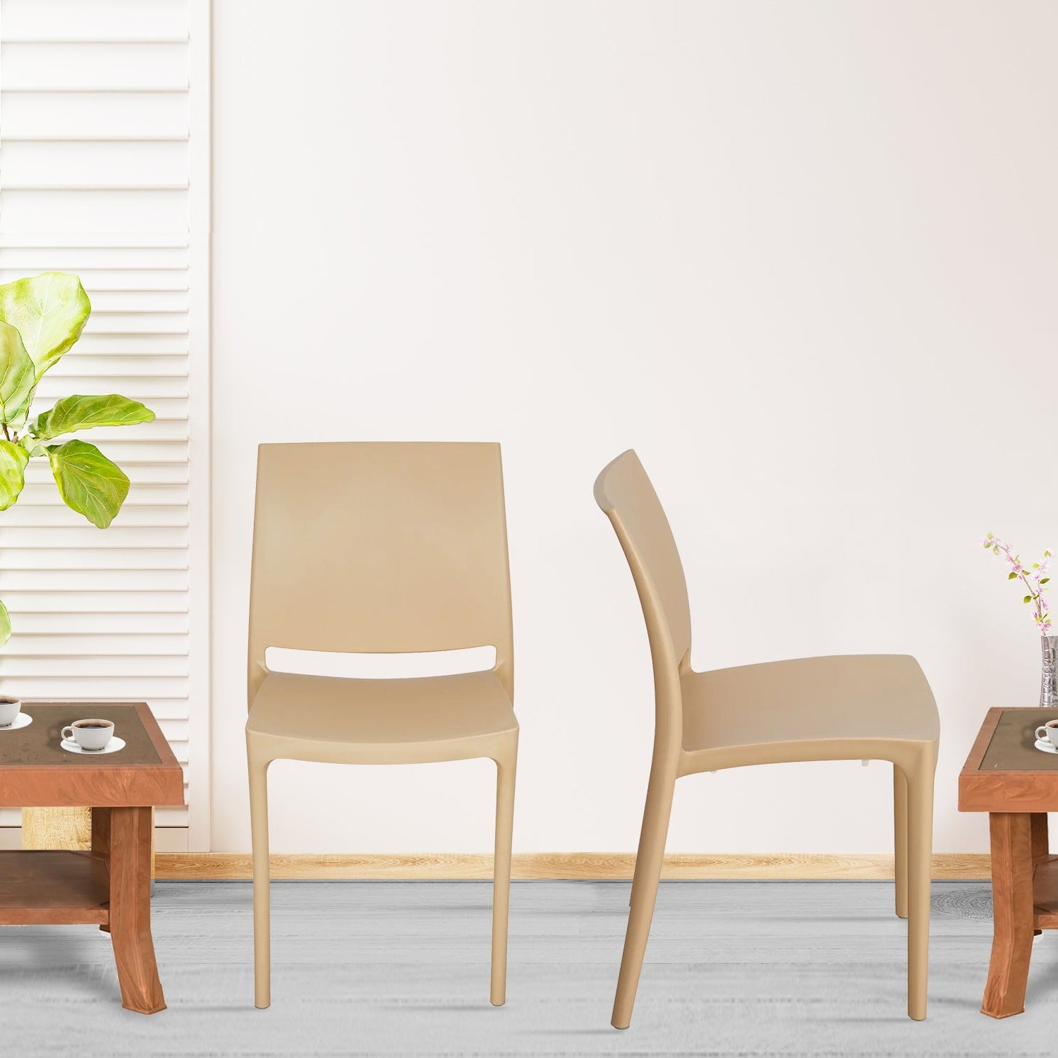 Nilkamal Novella 08 Plastic Armless Chair (Biscuit)