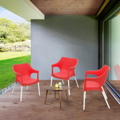 Nilkamal Novella 10 Plastic Arm Chair (Bright Red)