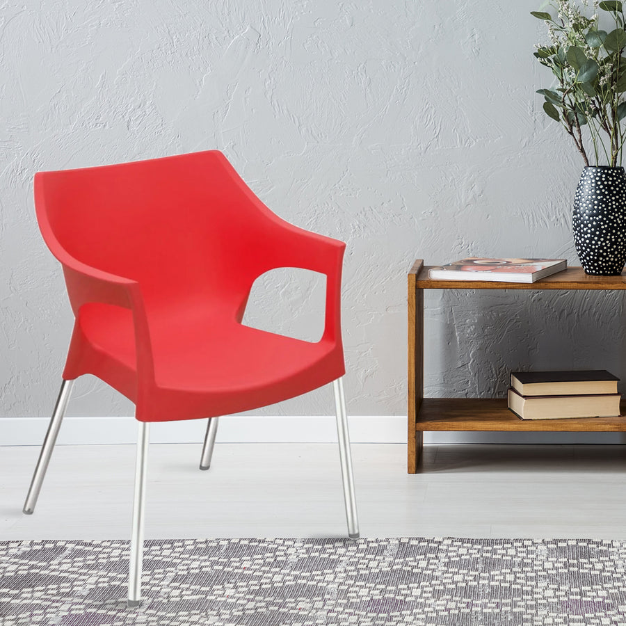 Nilkamal Novella 10 Plastic Arm Chair (Bright Red)