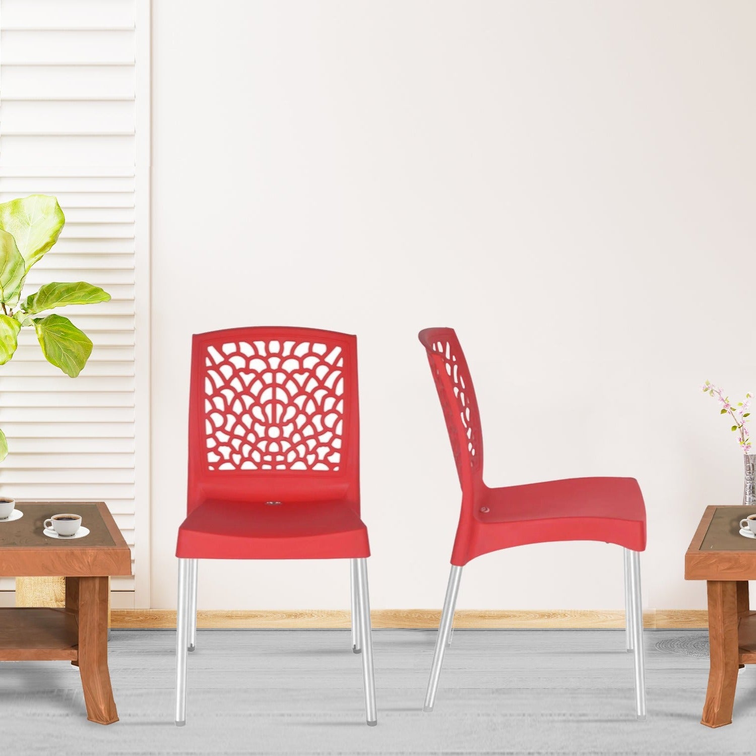 Nilkamal Novella 19 Plastic Armless Chair (Bright Red)