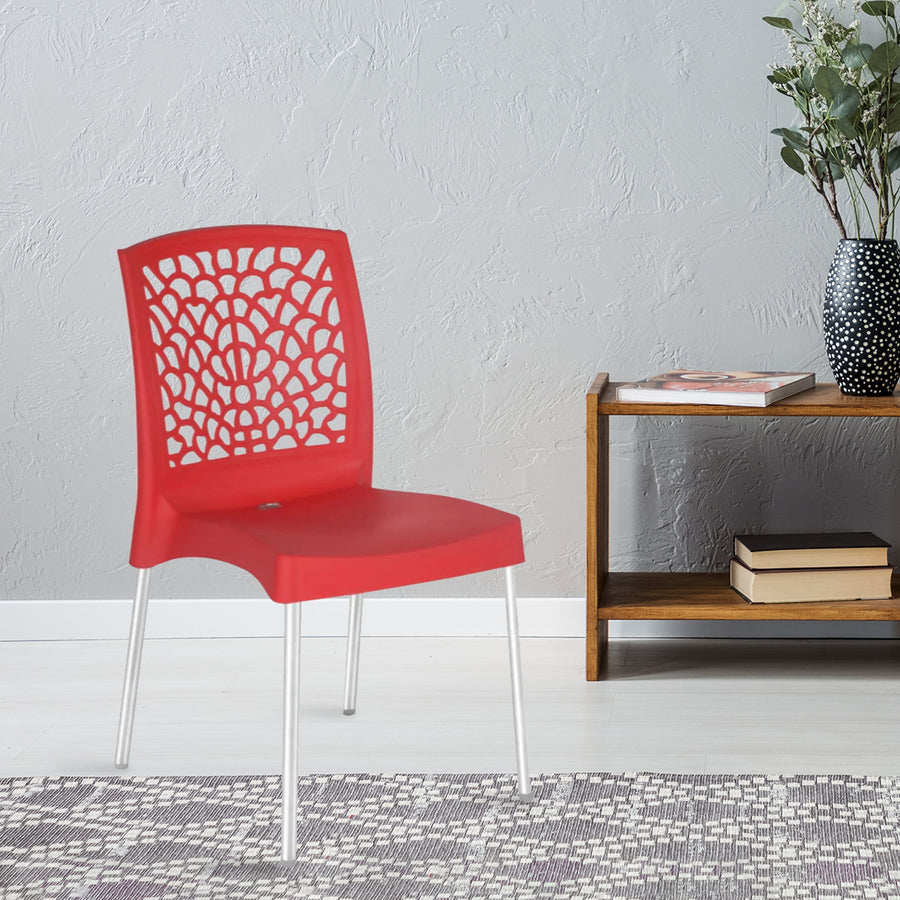 Nilkamal Novella 19 Plastic Armless Chair (Bright Red)