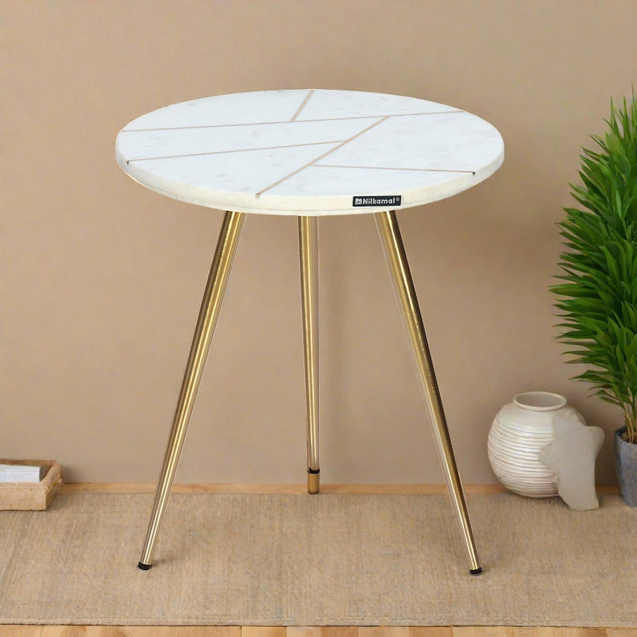 Nilkamal Nysa Marble Side Table (White)