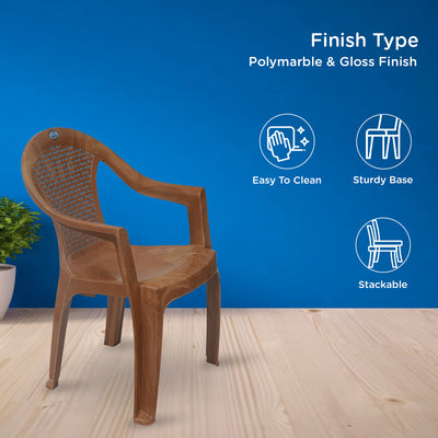 Nilkamal CHR2051 Plastic Arm Chair (Pear Wood)