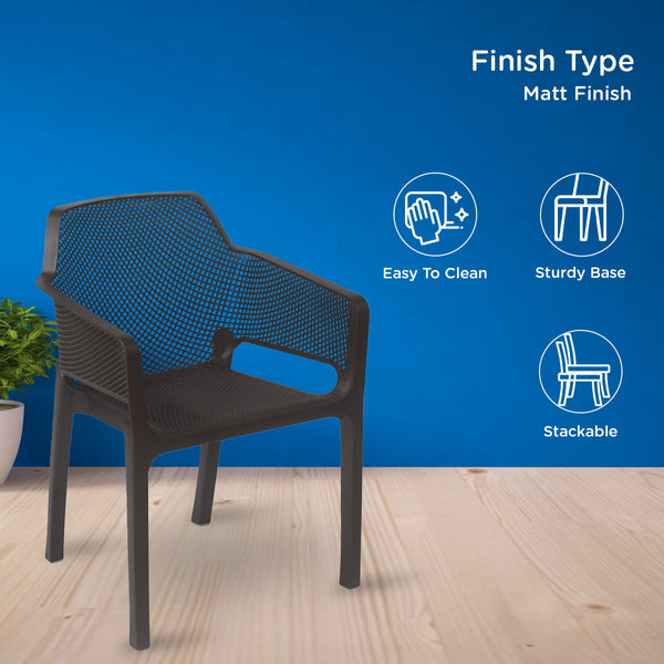 Nilkamal Captain Plastic Arm Chair Season Rust Brown Nilkamal