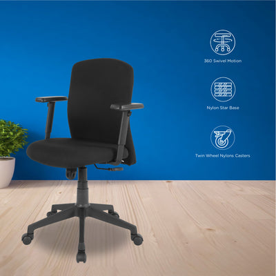 Nilkamal Gary Low Back Chair (Black)