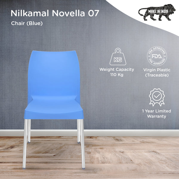 Nilkamal Novella 07 Plastic Armless Chair Blue Nilkamal Furniture