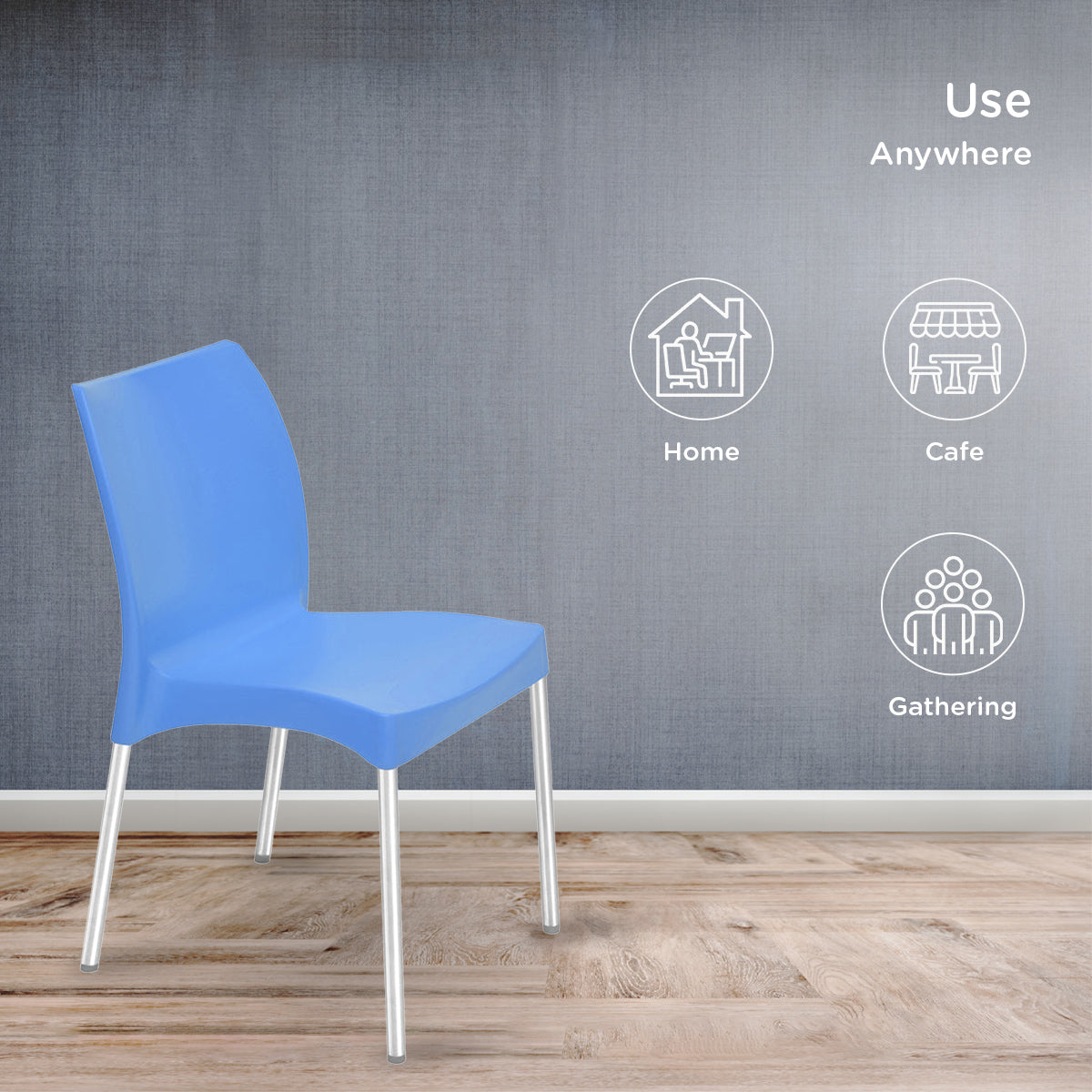 Nilkamal Novella 07 Plastic Armless Chair (Blue)